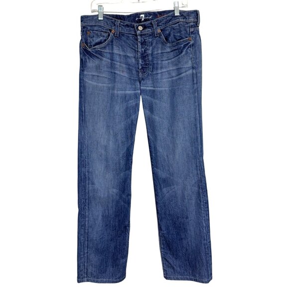 7 For All Mankind Mens Standard Jeans Straight Leg Button-Fly Blue Size 34 - Picture 1 of 9